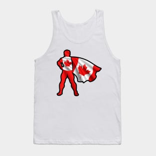 Canadian Hero Wearing Cape of Canada Flag Love Canadian Roots Tank Top